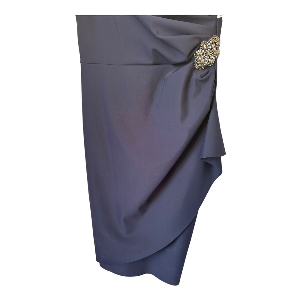 Alex Evenings Navy Ruched Embellished Sheath Cocktail Dress 10 NWT - Picture 11 of 14